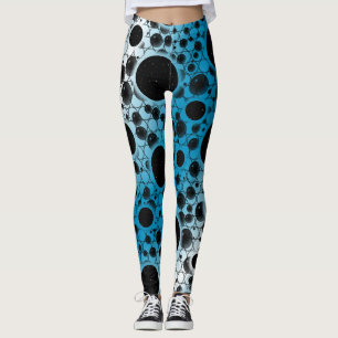 Space Bubble Spots - White/Sky Blue Leggings