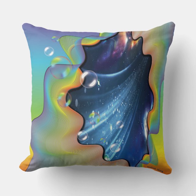 Space Bubbles Throw Pillow (Front)