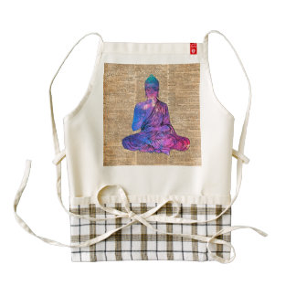 Space Buddha Vintage Dictionary Art Zazzle HEART Apron