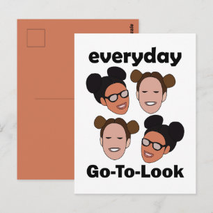 Space Buns Hairstyle Everyday Go-To-Look Fashion Postcard