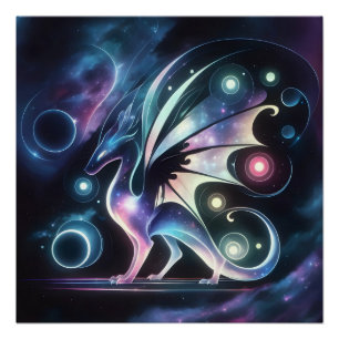 Space Butterfly Dragon  Poster