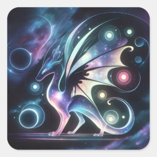 Space Butterfly Dragon Square Sticker