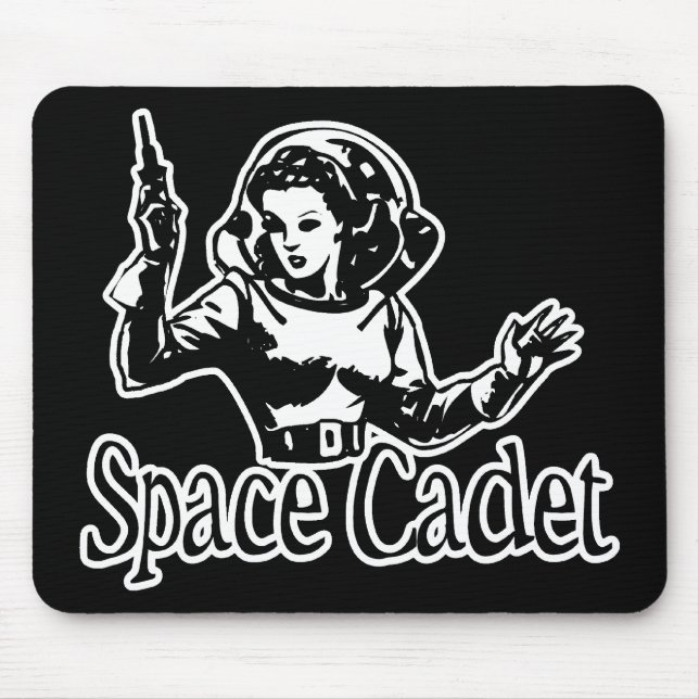 Space Cadet Black & White Mouse Pad (Front)