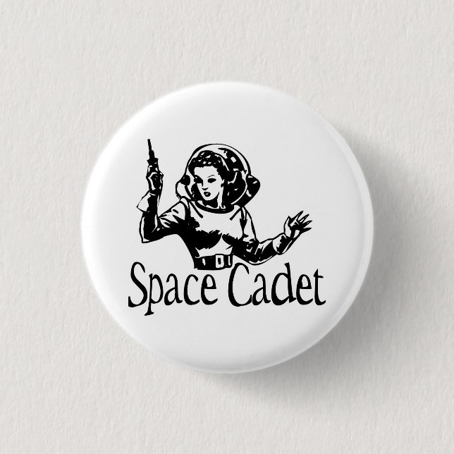 Space Cadet Black & White Pinback Button (Front)