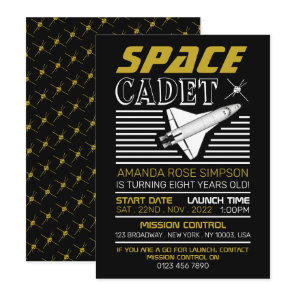Space Cadet, Spacecraft, Birthday Invitation