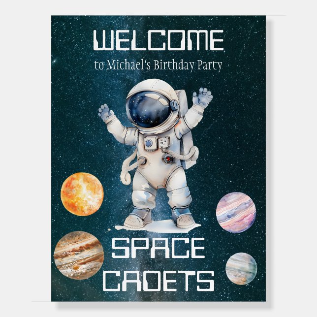 Space Cadets Welcome Sign Outer Space Birthday (Front)