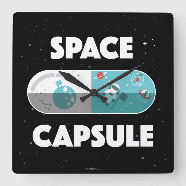 Space Capsule Square Wall Clock (Front)