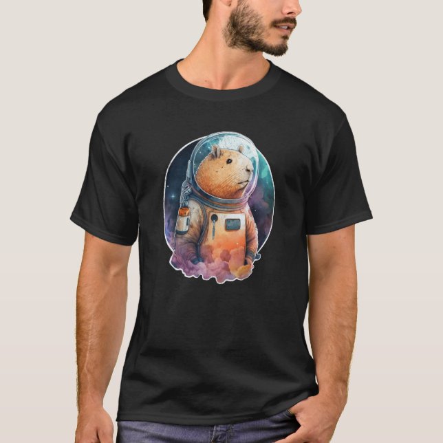 Space Capybara Astronaut Animal Face Galaxy Capiba T-Shirt (Front)