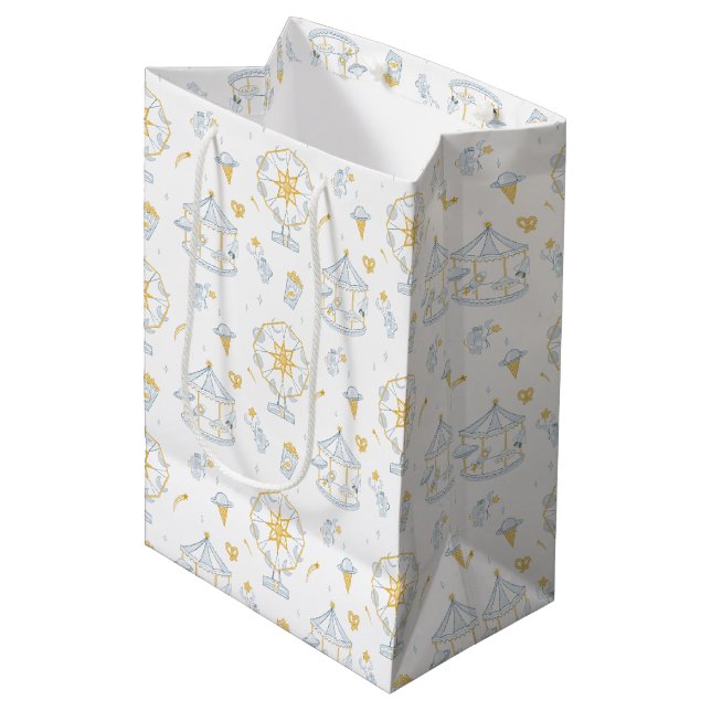 Space Carnival Baby Nursery Over the Moon Shower Medium Gift Bag (Front Angled)