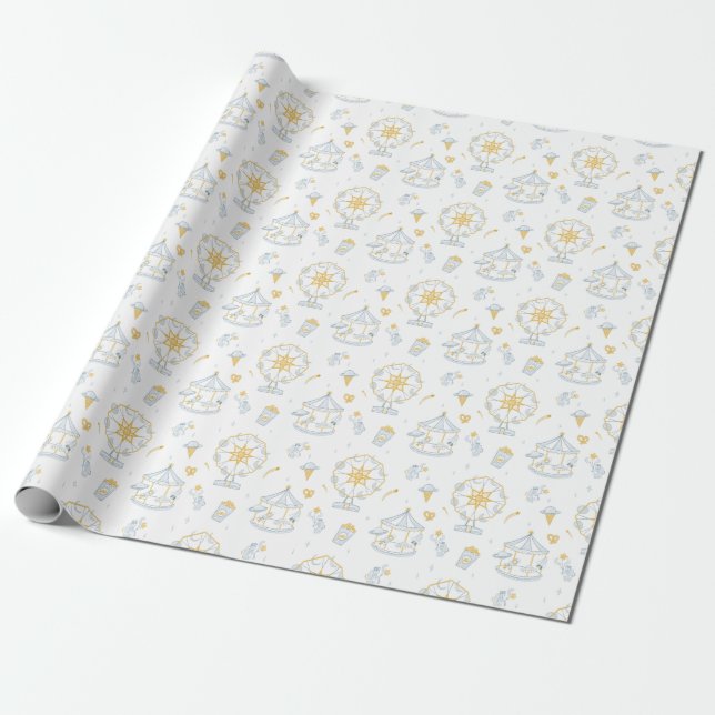 Space Carnival Baby Nursery Over the Moon Shower Wrapping Paper (Unrolled)