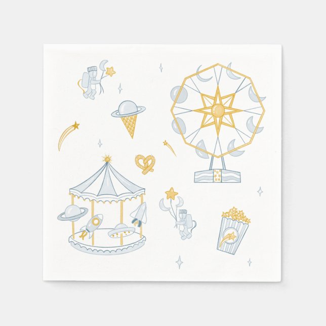 Space Carnival Baby Shower Space Nursery  Napkins (Front)
