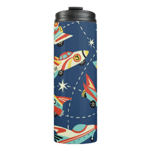 Space Cars: Vintage Dark Blue. Thermal Tumbler