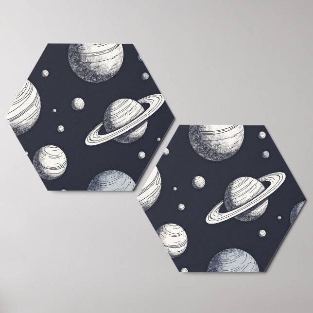 space cartoon pattern wall art Decor tile  (Front)