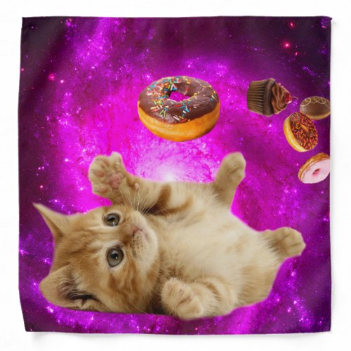 Space cat and the flying donuts bandana
