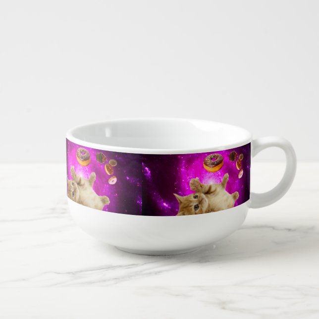 Space cat and the flying donuts soup mug (Left)
