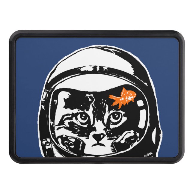 Space cat and the goldfish tow hitch cover (Front)