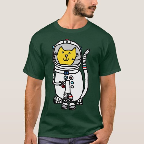 Space Cat Astronaut Captain Yellow Cat T_Shirt