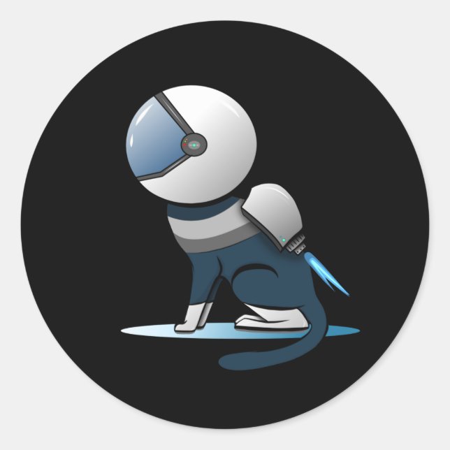 Space Cat Astronaut Flying  Classic Round Sticker (Front)