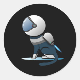 Space Cat Astronaut Flying  Classic Round Sticker