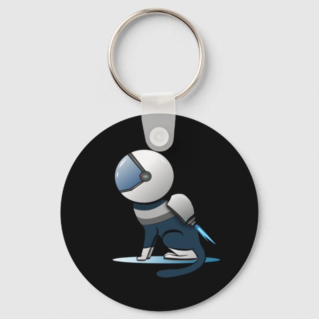 Space Cat Astronaut Flying   Keychain (Front)