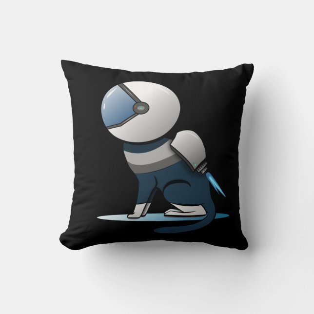 Space Cat Astronaut Flying  Throw Pillow (Front)
