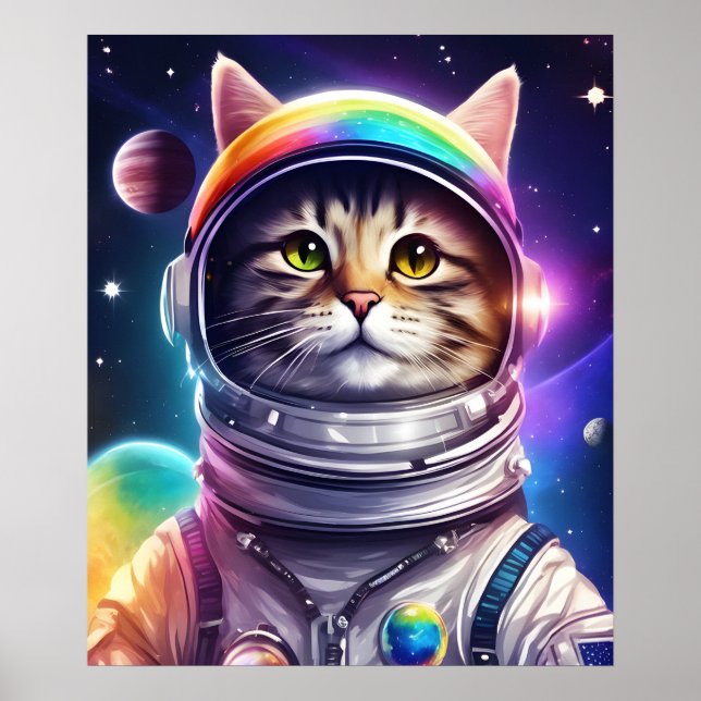 Space Cat Astronaut Poster | Illustration Art (Front)