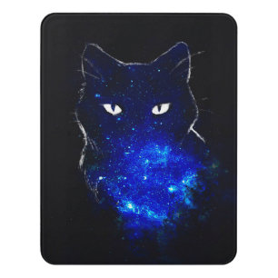 Space Cat Black Cat Gift, Cute Kitten Galaxy Gift Door Sign