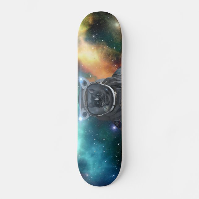 Space Cat - Color Nebula - Skateboard (Front)
