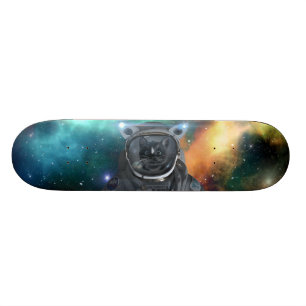Space Cat - Color Nebula - Skateboard