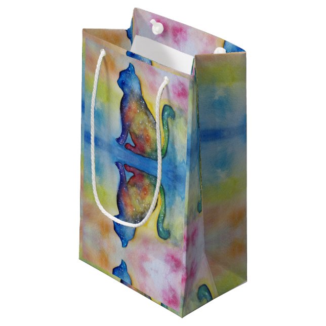 Space Cat Custom Gift Bag - Small, Glossy (Front Angled)