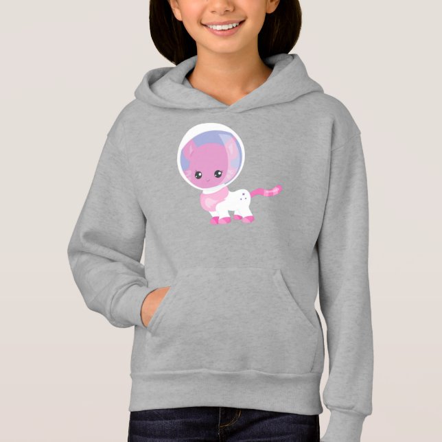 Space Cat, Cute Cat, Cosmonaut, Astronaut, Space Hoodie (Front)