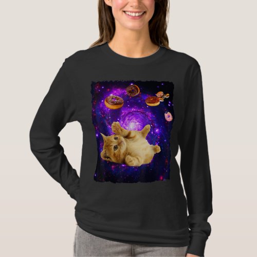 Space Cat Doughnut Super Flying Kitty Galaxy T_Shirt