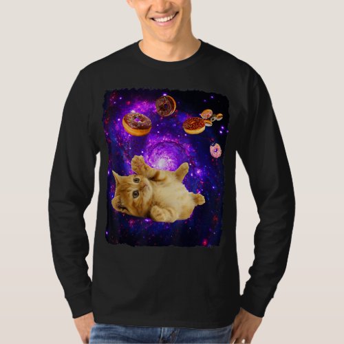 Space Cat Doughnut Super Flying Kitty Galaxy T_Shirt