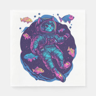 Space Cat Dreams � Funny Vaporwave Galaxy Kitty Napkins