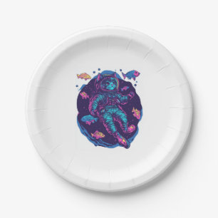 Space Cat Dreams � Funny Vaporwave Galaxy Kitty Paper Plates