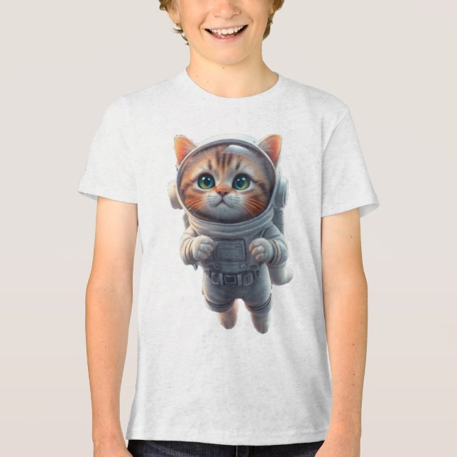 Space Cat explorer children's Tri-Blend Shirt (Front)