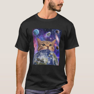 Space Cat Face In Galaxy Funny Cute Kitten Lovers T-Shirt