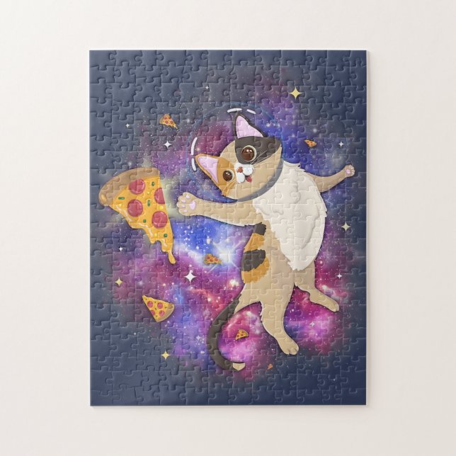 Space Cat Kitten Astronaut Funny Pizza Mars Alien  Jigsaw Puzzle (Vertical)