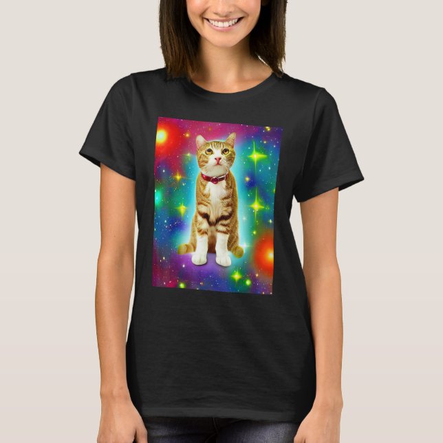 Space Cat Kitty Kitten In Cat Style T-Shirt (Front)
