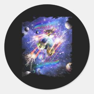 Space Cat Laser Eye Kittens Cats With Lasers Glass Classic Round Sticker