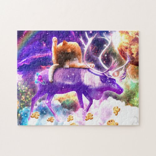 Space cat licking itself jigsaw puzzle
