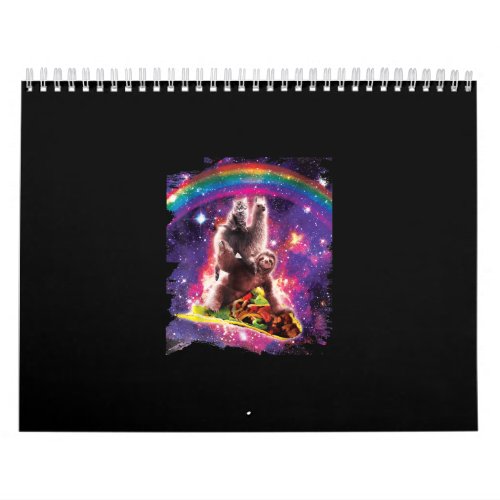 Space Cat Llama Sloth Riding Taco Calendar