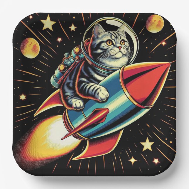 Space cat paper plates! plates (Front)