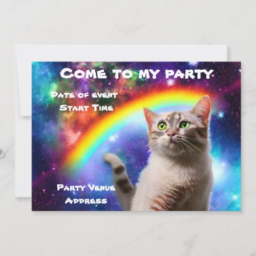 Space Cat Party Invitation