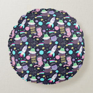 Space Cat Pattern Round Pillow