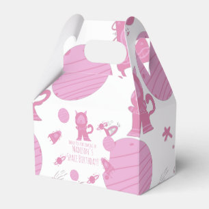 Space Cat Pink Galaxy Birthday Favor Box