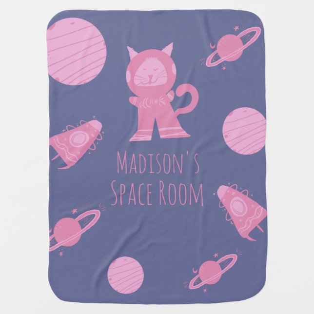 Space Cat Pink Girls Bedroom Purple   Baby Blanket (Front)