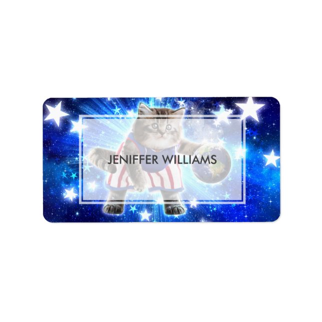 Space cat playing basketball                       label (Front)