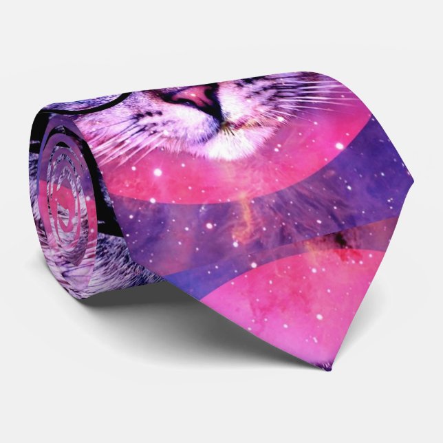 Space Cat Purple Galaxy Trending 2016 Customized Tie (Rolled)