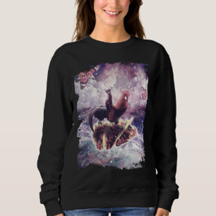 Space Cat Riding Chicken Unicorn Pizza & Taco Sweatshirt